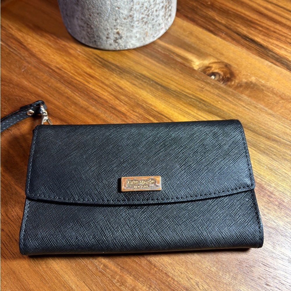 Kate Spade Black Saffiano Leather Wristlet